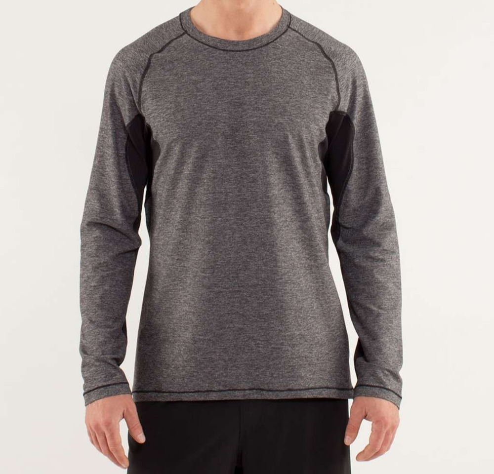 Lululemon Blaze Tech Black Thumbhole Long Sleeve Heathered Grey - Size M